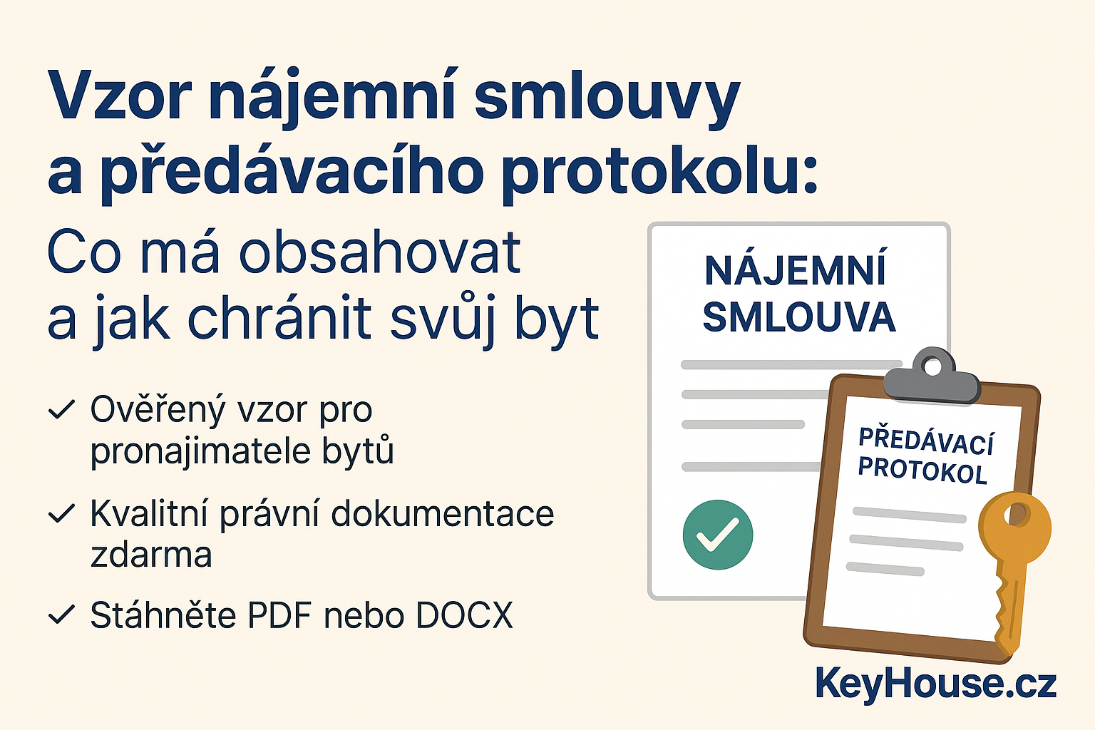 Vzor nájemní smlouvy a předávacího protokolu: Co má obsahovat a jak chránit svůj byt